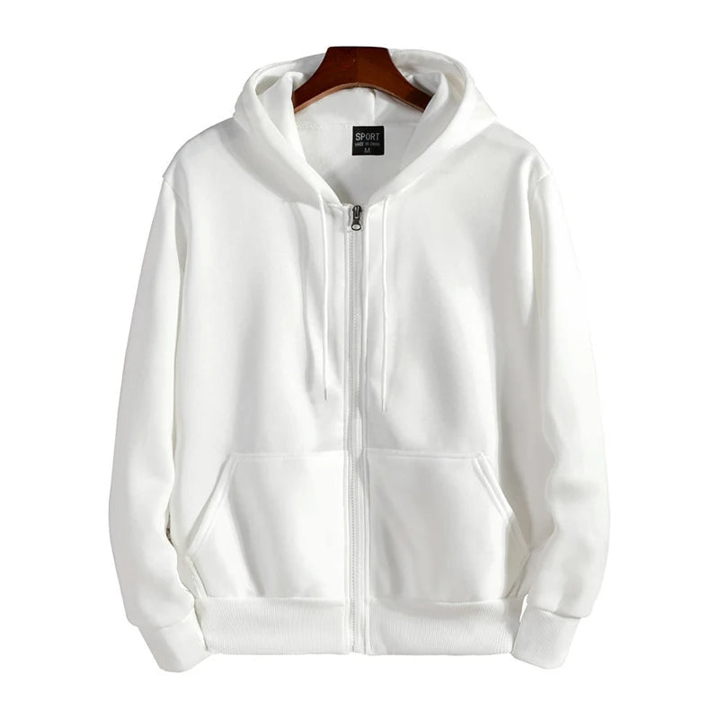 Men’s Classic Zip-Up Hoodie – Retro Minimalist Streetwear Jacket