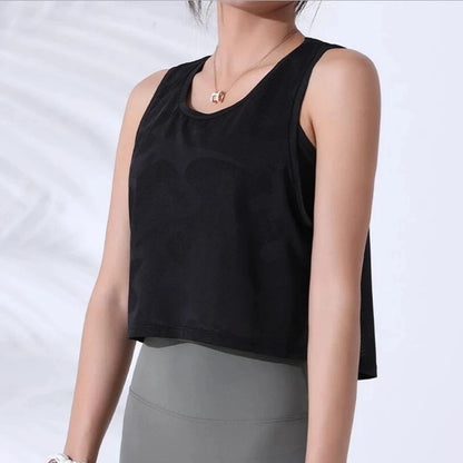 Women’s Camouflage Crop Tank Top – Sleeveless Mesh Yoga & Gym Vest