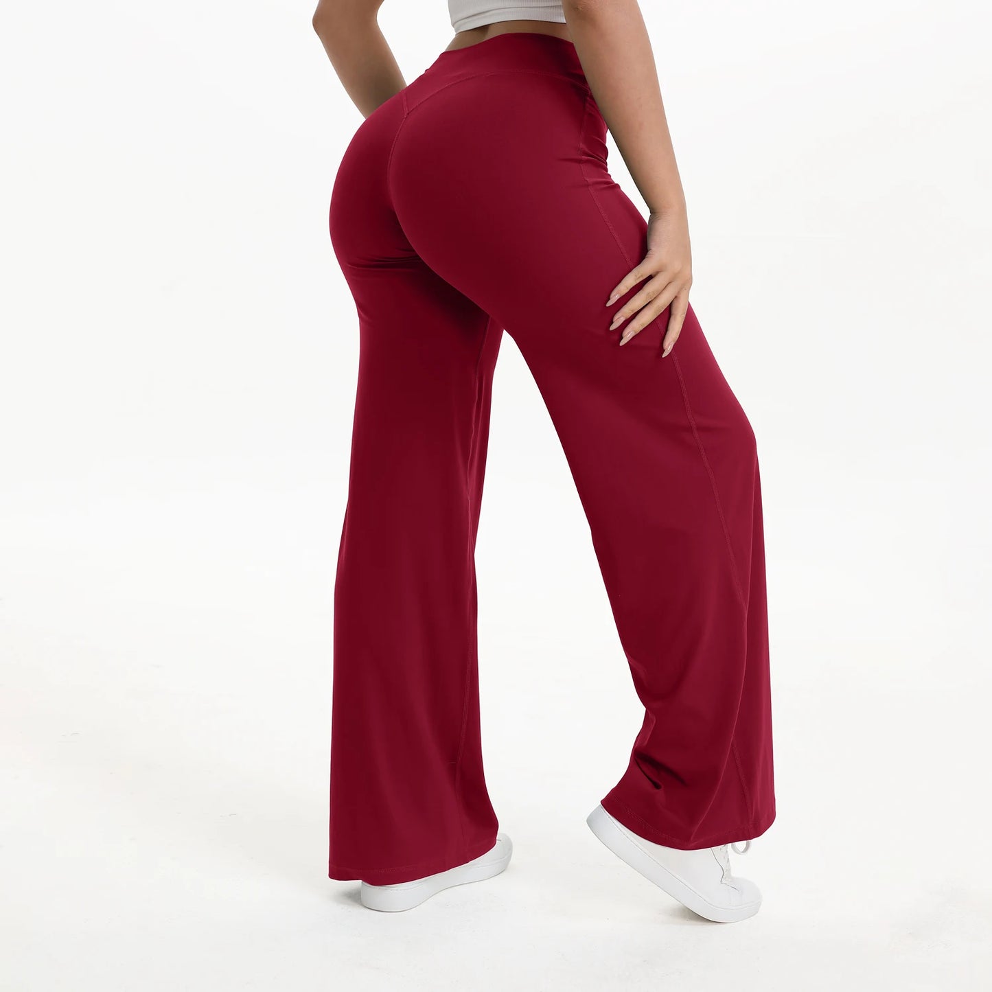 Women’s Straight Leg Yoga Pants – Mid Waist Loose Fit Pilates & Running Trousers