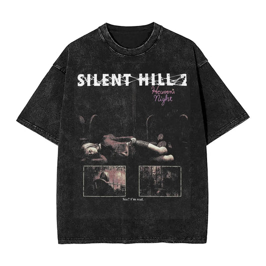 Silent Hill Graphic T-Shirt – Vintage Washed Horror Streetwear Tee