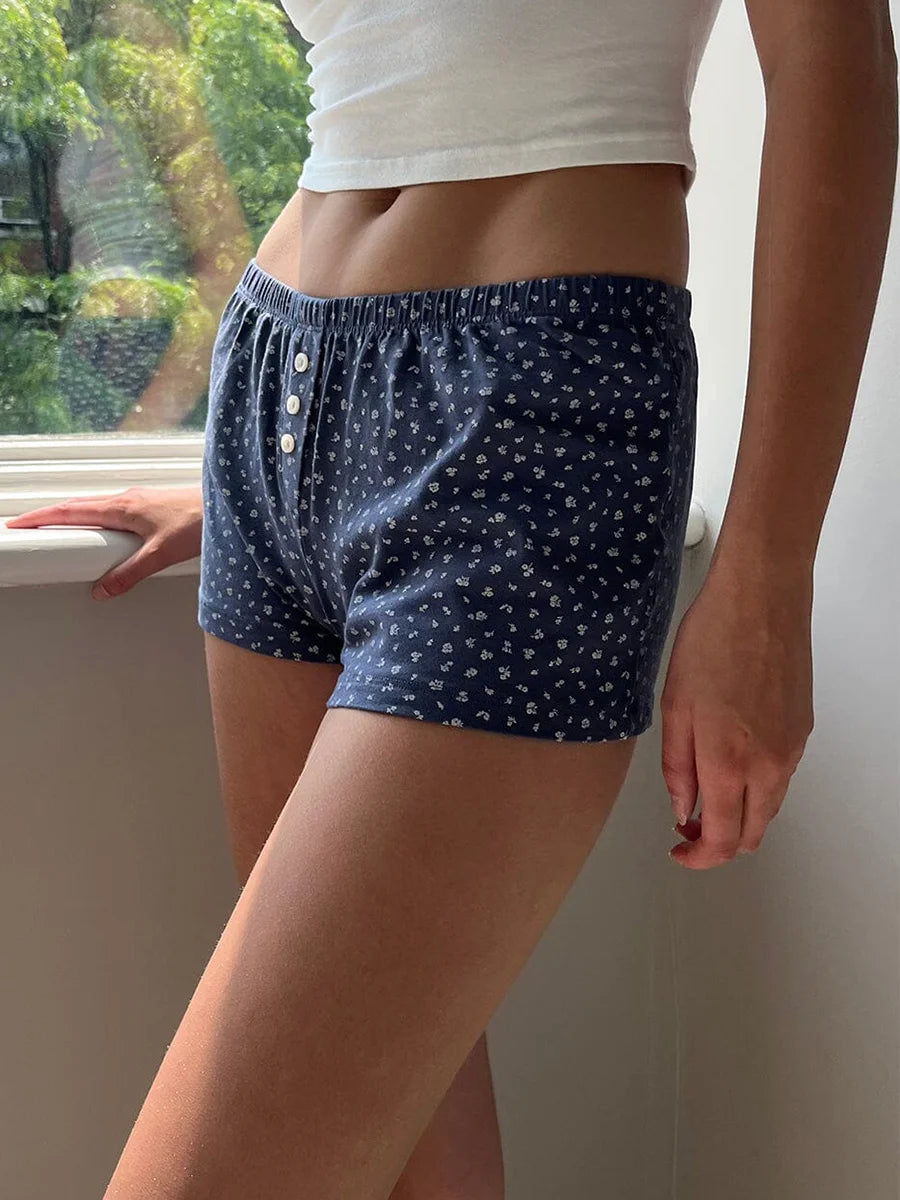 Y2K Low Waist Boxer Pajama Shorts – Vintage Cute Lounge Sleep Shorts