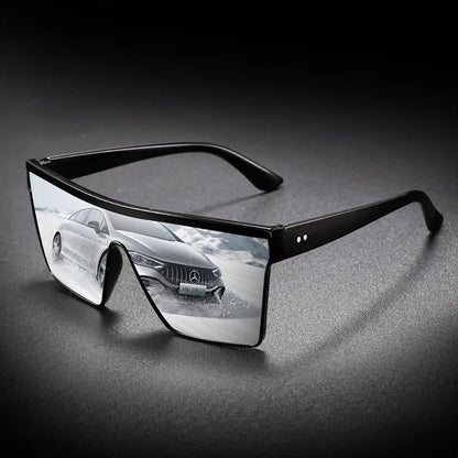 Futuristic Oversized Visor Sunglasses – Y2K Reflective “Mask” Shield Shades