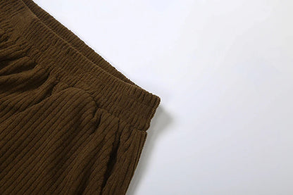 Y2K Wide-Leg Corduroy Pants – High Waist Oversized Streetwear Trousers
