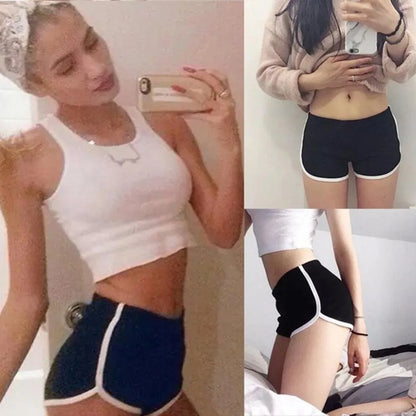 Women’s Retro Sport Hot Shorts – Slim Fit High Waist Gym & Yoga Shorts