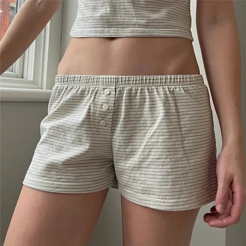 Y2K Low Waist Boxer Pajama Shorts – Vintage Cute Lounge Sleep Shorts