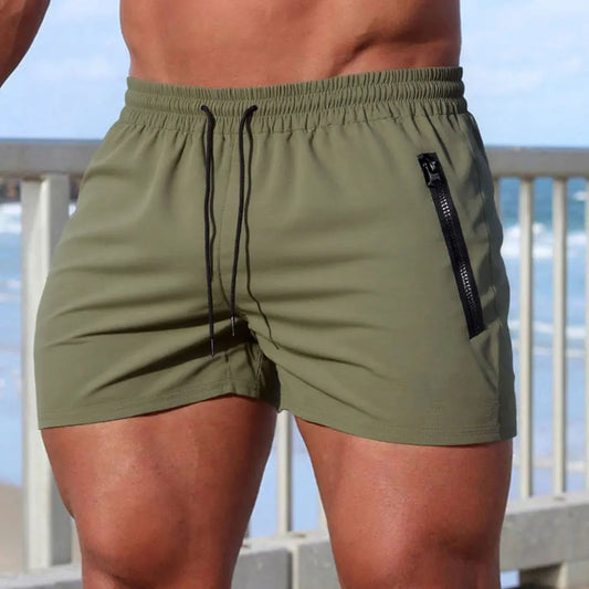 Men’s Micro Swim Shorts – Quick Dry Beach Board Shorts with Zipper Pocket