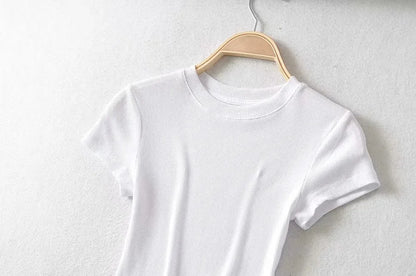 Women’s Sculpted Crop T-Shirt – Minimal Slim Fit Stretch Tee