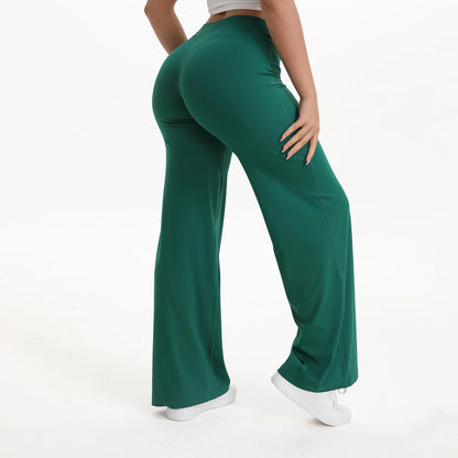 Women’s Straight Leg Yoga Pants – Mid Waist Loose Fit Pilates & Running Trousers