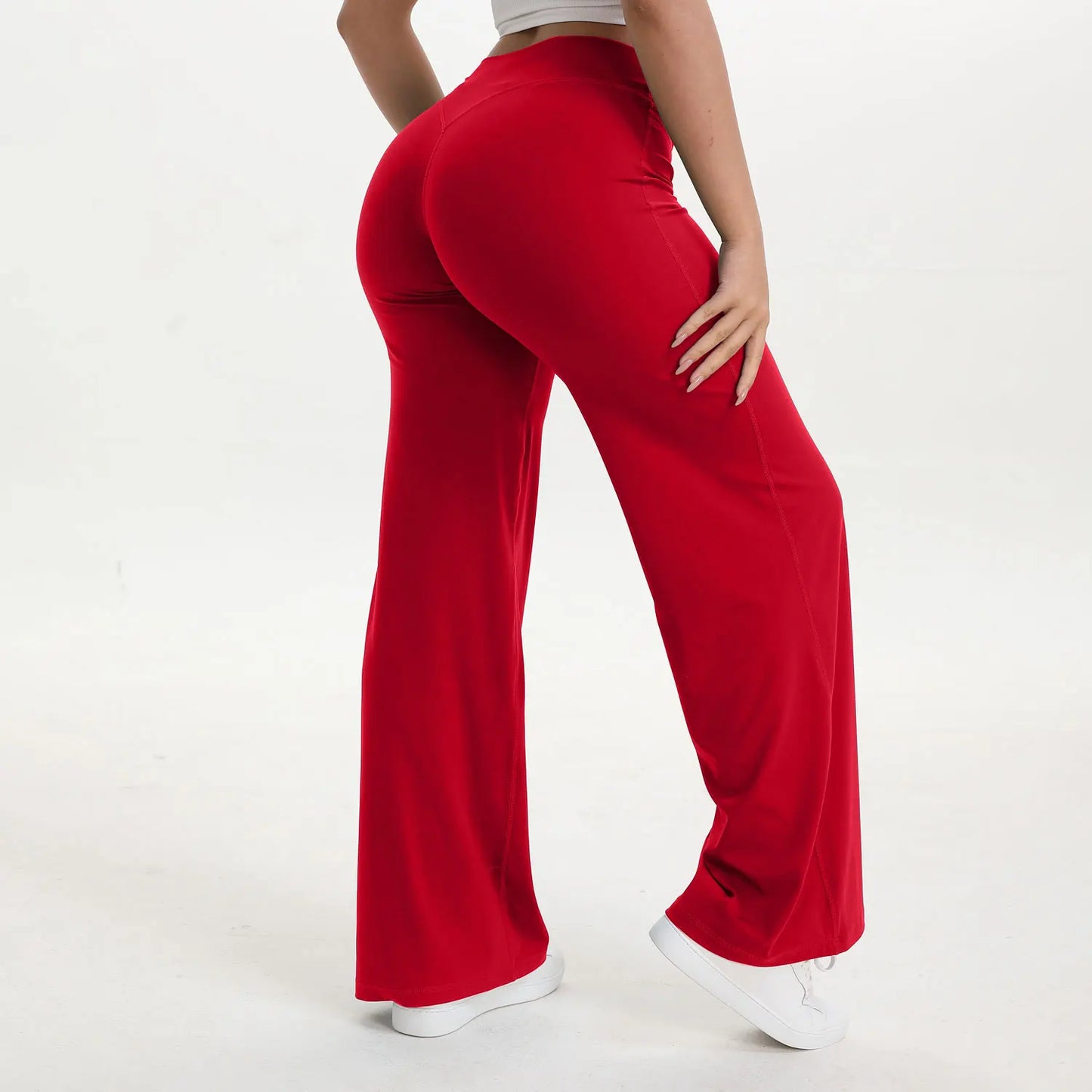 Women’s Straight Leg Yoga Pants – Mid Waist Loose Fit Pilates & Running Trousers