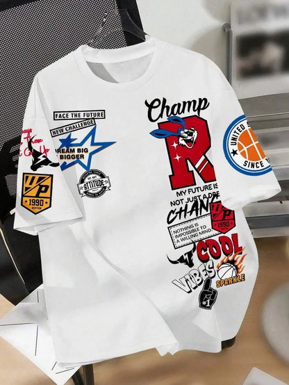 Men’s Graffiti Graphic Jersey Tee – Urban Streetwear Statement T-Shirt