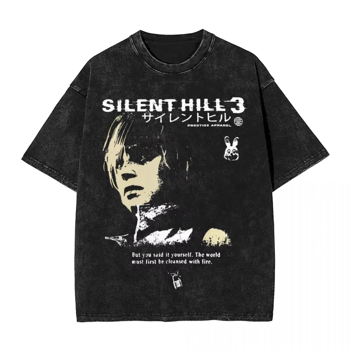 Silent Hill Graphic T-Shirt – Vintage Washed Horror Streetwear Tee