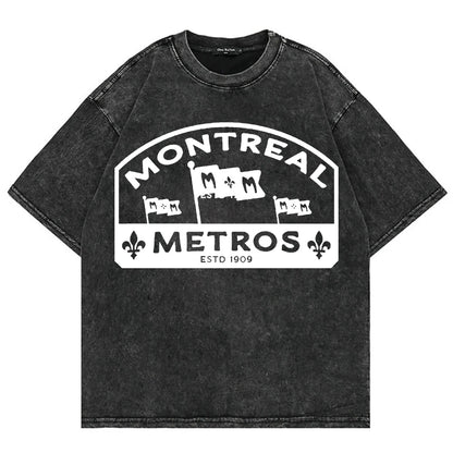 Vintage Hockey-Inspired Acid Wash Graphic T-Shirt – Retro Sports Streetwear Tee