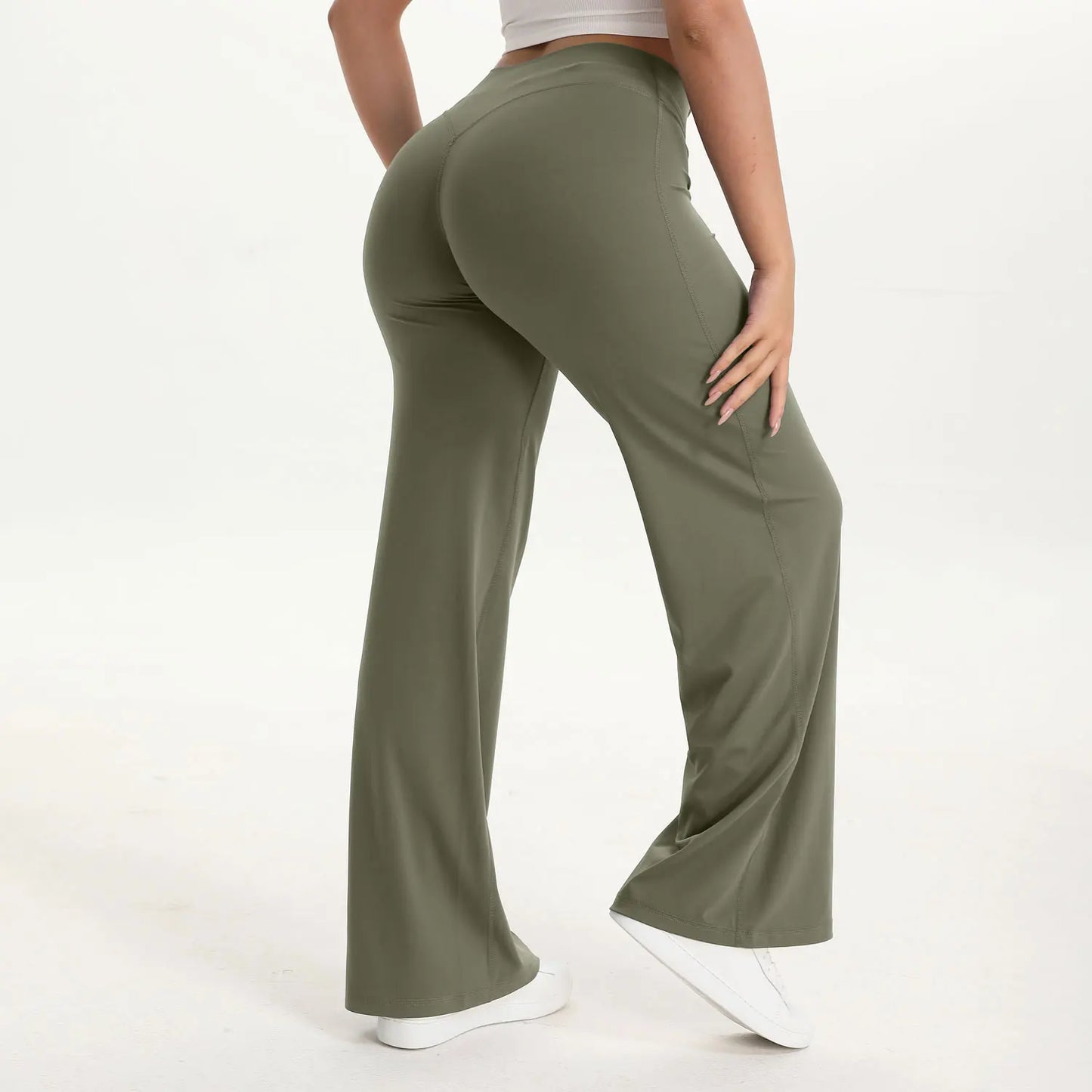 Women’s Straight Leg Yoga Pants – Mid Waist Loose Fit Pilates & Running Trousers