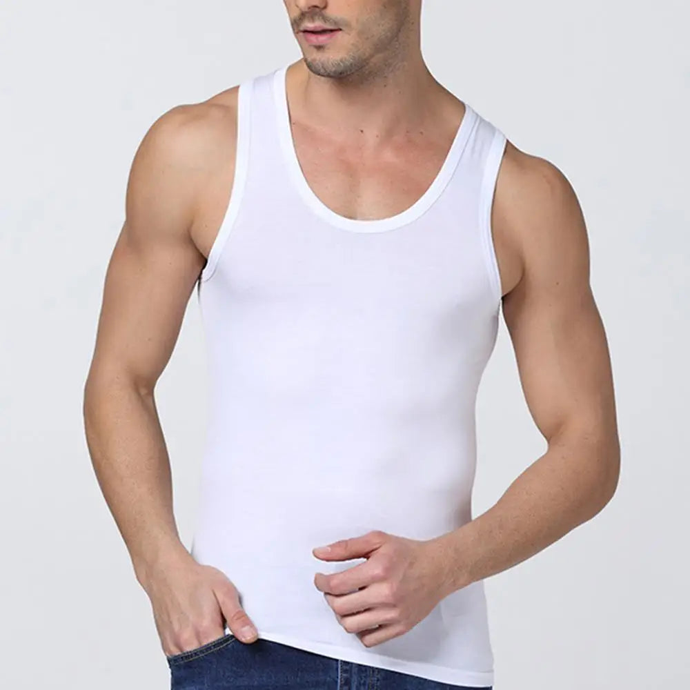 Men’s Classic Cotton Tank Top – Slim Fit Sleeveless Bodybuilding Vest