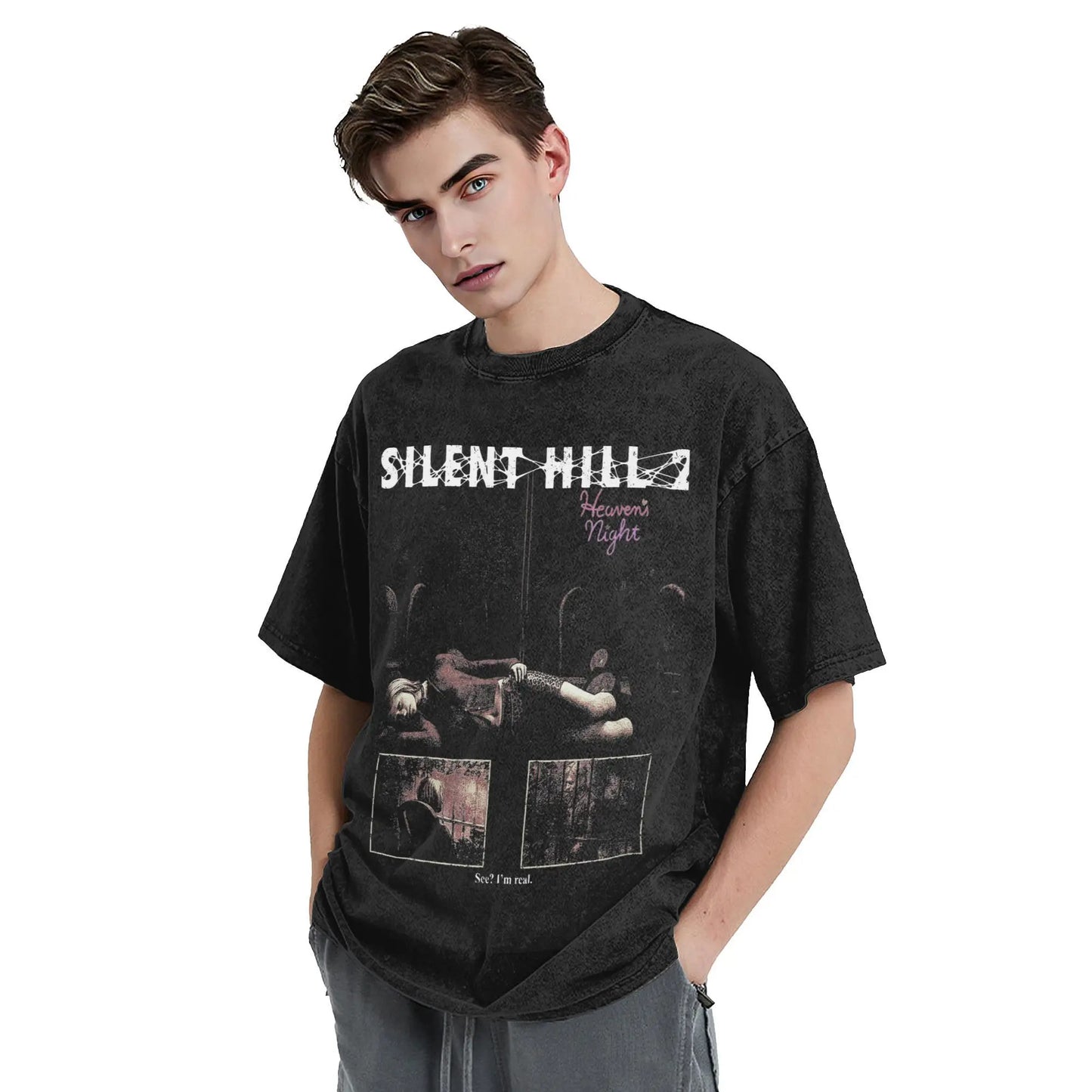 Silent Hill Graphic T-Shirt – Vintage Washed Horror Streetwear Tee