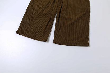 Y2K Wide-Leg Corduroy Pants – High Waist Oversized Streetwear Trousers