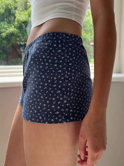 Y2K Low Waist Boxer Pajama Shorts – Vintage Cute Lounge Sleep Shorts