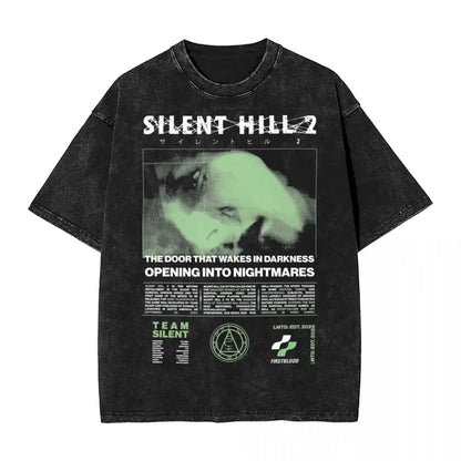 Silent Hill Graphic T-Shirt – Vintage Washed Horror Streetwear Tee