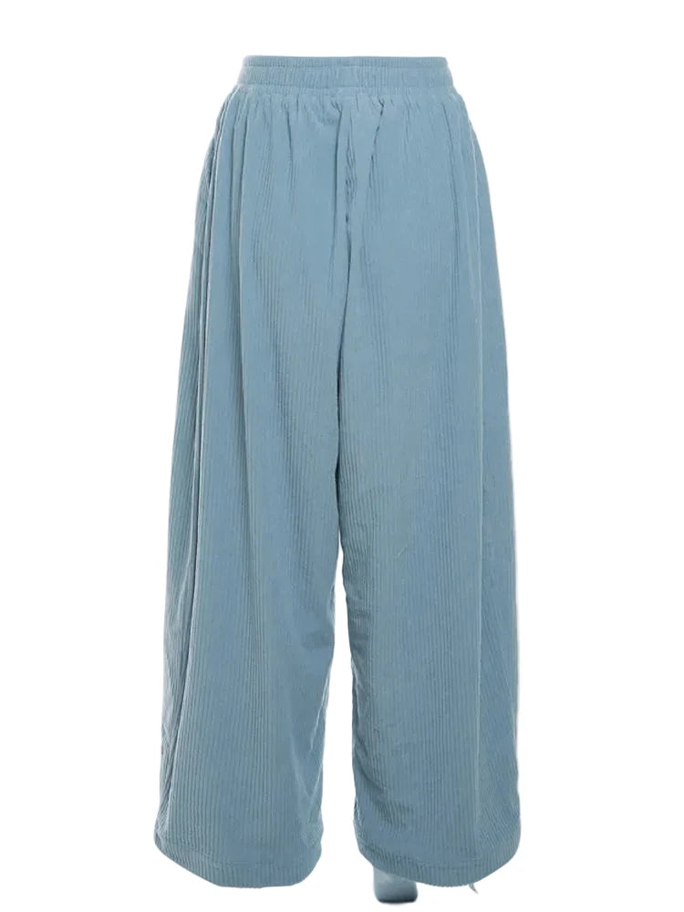 Y2K Wide-Leg Corduroy Pants – High Waist Oversized Streetwear Trousers
