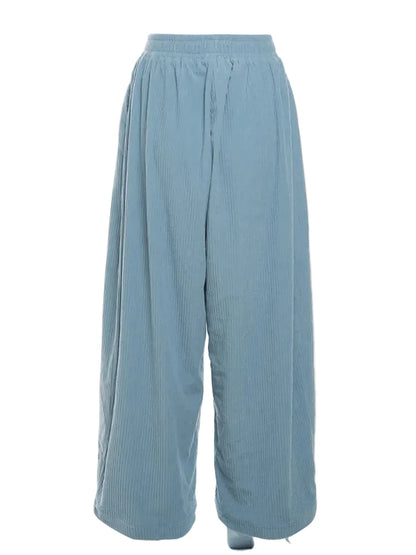 Y2K Wide-Leg Corduroy Pants – High Waist Oversized Streetwear Trousers
