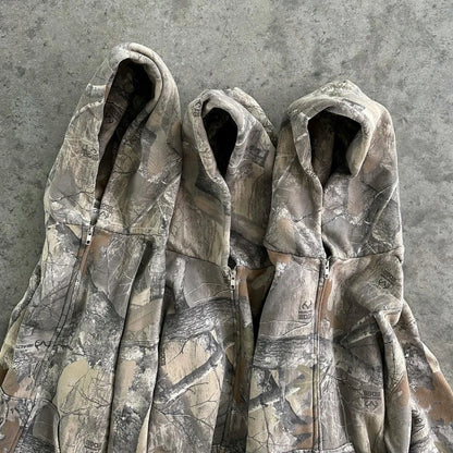 Oversized Camouflage Zip-Up Hoodie – Y2K Hunter Streetwear Jacket