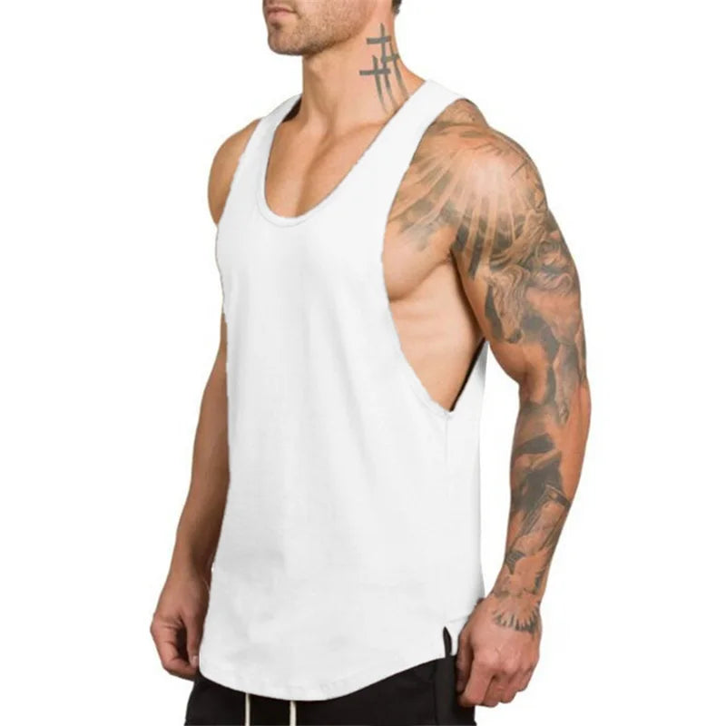 Men’s Cotton Muscle Tank Top – Lat Cut Sleeveless Gym & Training Vest