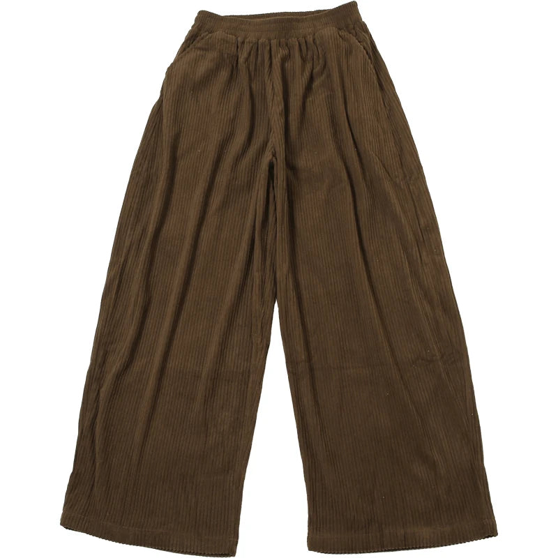 Y2K Wide-Leg Corduroy Pants – High Waist Oversized Streetwear Trousers