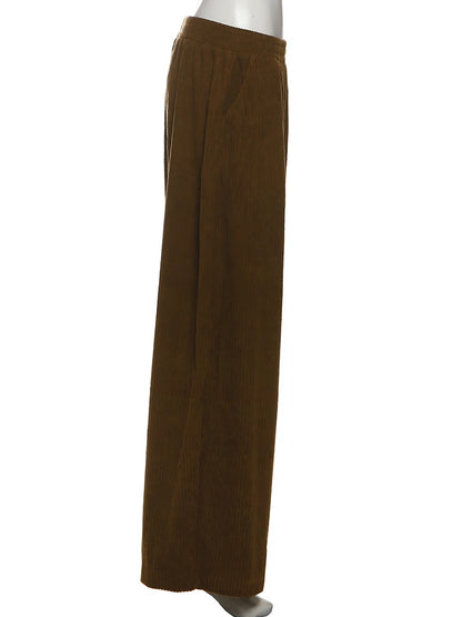 Y2K Wide-Leg Corduroy Pants – High Waist Oversized Streetwear Trousers
