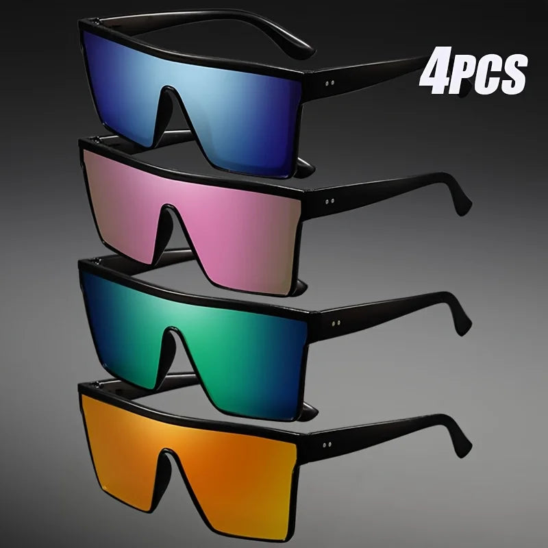 Futuristic Oversized Visor Sunglasses – Y2K Reflective “Mask” Shield Shades
