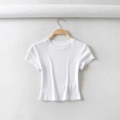 Women’s Sculpted Crop T-Shirt – Minimal Slim Fit Stretch Tee