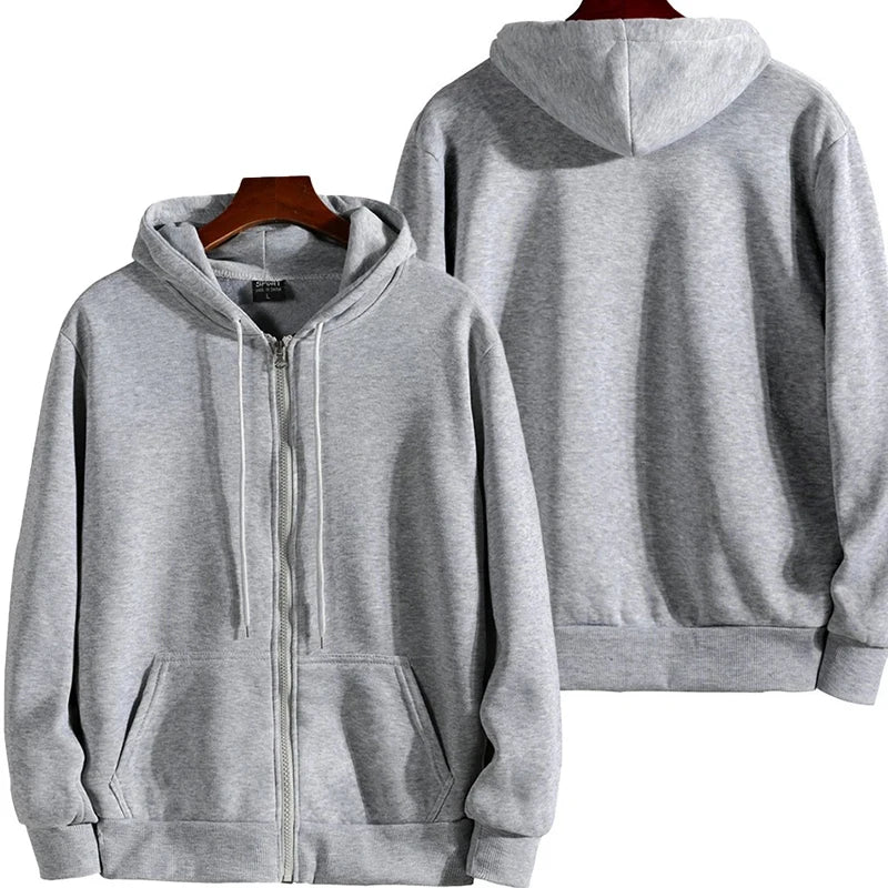Men’s Classic Zip-Up Hoodie – Retro Minimalist Streetwear Jacket