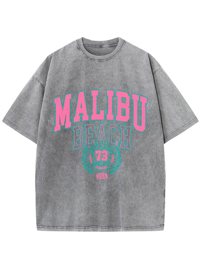 Malibu Beach Vintage Washed T-Shirt – Oversized Coastal Streetwear Tee