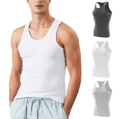 Men’s Classic Cotton Tank Top – Slim Fit Sleeveless Bodybuilding Vest