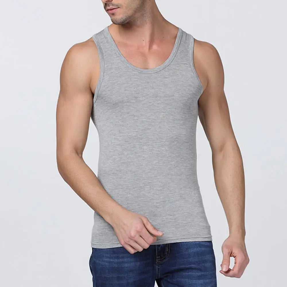 Men’s Classic Cotton Tank Top – Slim Fit Sleeveless Bodybuilding Vest