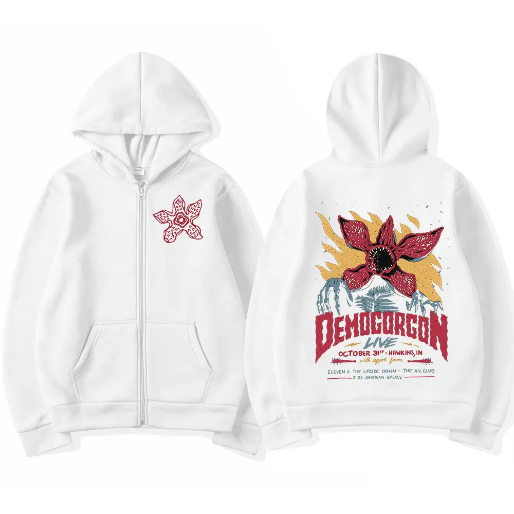 Graphic Monster Zip-Up Hoodie – Dark Vintage Streetwear Statement Jacket