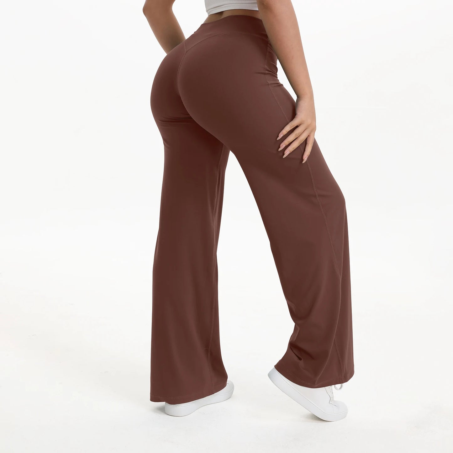 Women’s Straight Leg Yoga Pants – Mid Waist Loose Fit Pilates & Running Trousers