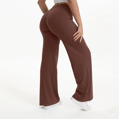 Women’s Straight Leg Yoga Pants – Mid Waist Loose Fit Pilates & Running Trousers
