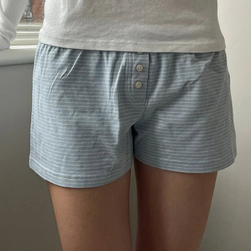 Y2K Low Waist Boxer Pajama Shorts – Vintage Cute Lounge Sleep Shorts