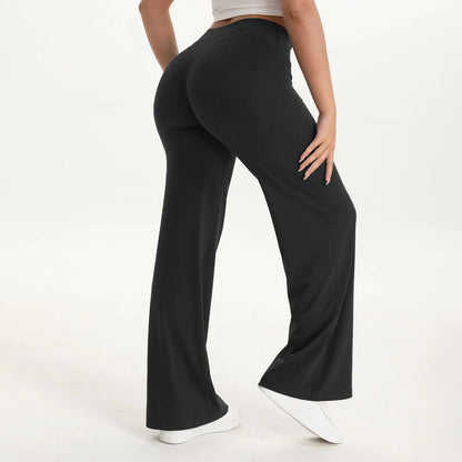Women’s Straight Leg Yoga Pants – Mid Waist Loose Fit Pilates & Running Trousers