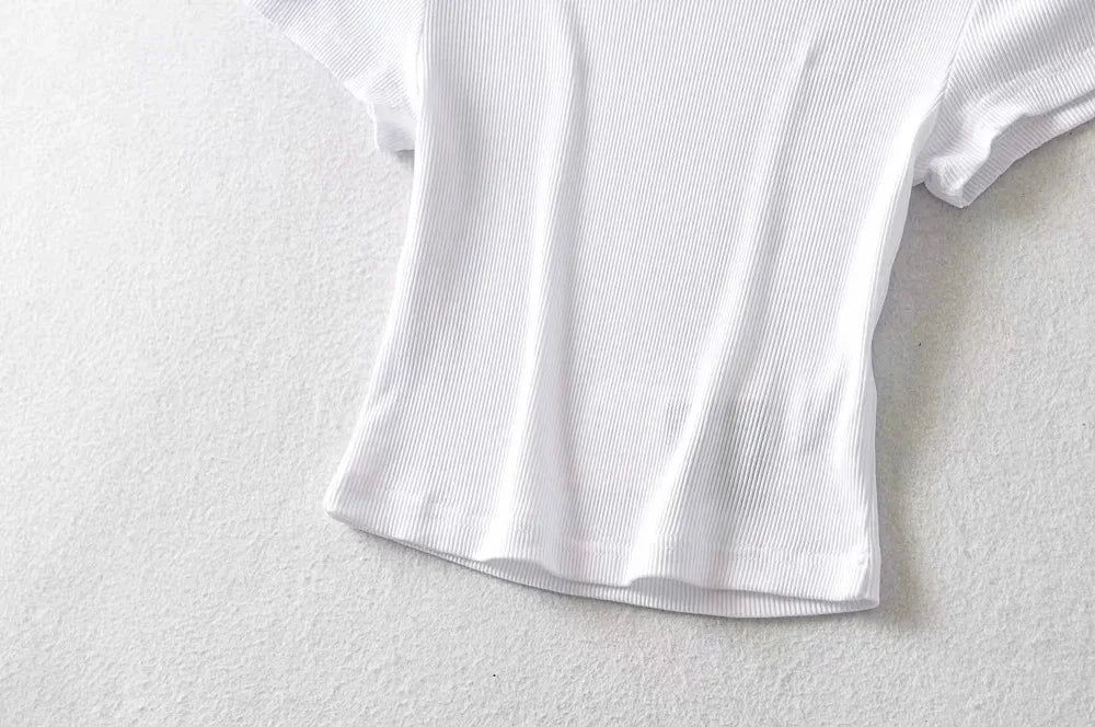 Women’s Sculpted Crop T-Shirt – Minimal Slim Fit Stretch Tee