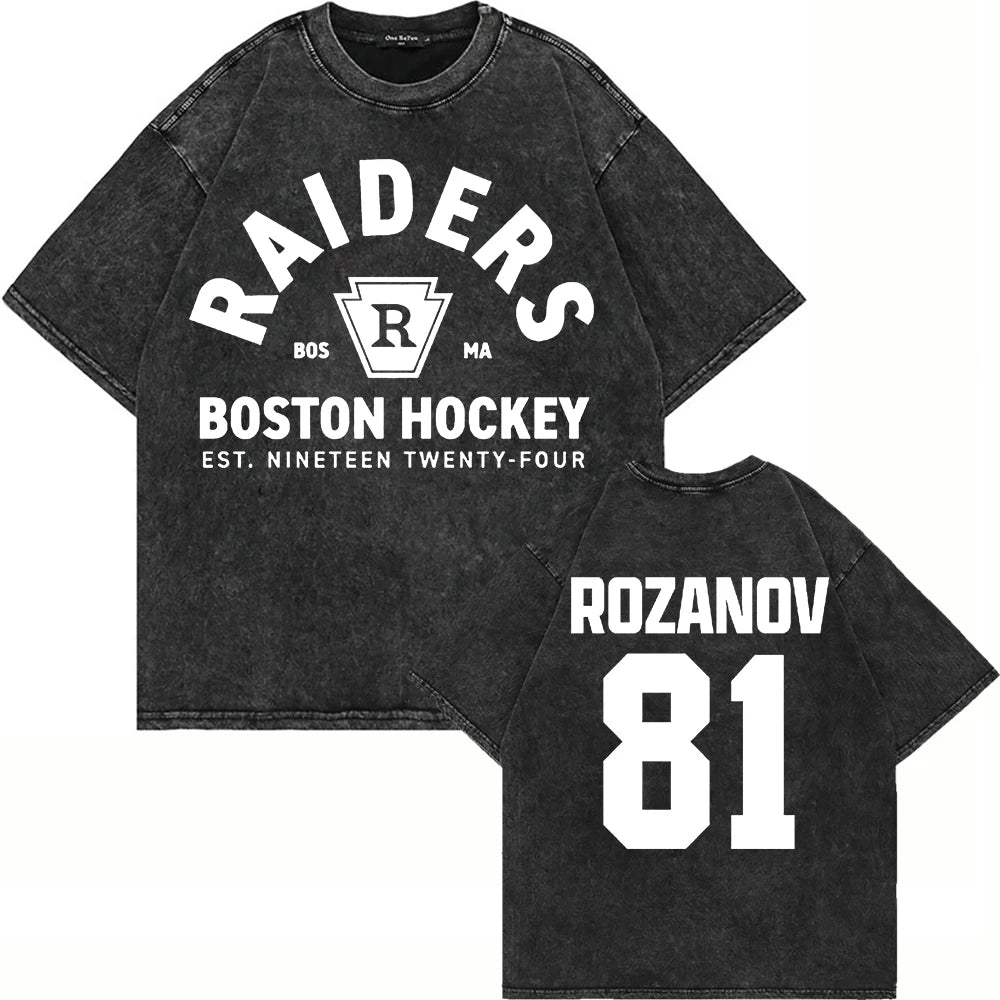 Vintage Hockey-Inspired Acid Wash Graphic T-Shirt – Retro Sports Streetwear Tee