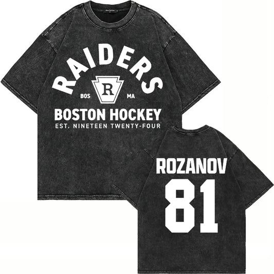 Vintage Hockey-Inspired Acid Wash Graphic T-Shirt – Retro Sports Streetwear Tee