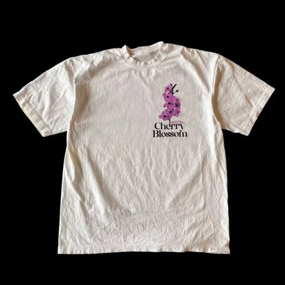 Y2K Kawaii Peach Blossom Graphic Tee – Harajuku Vintage Goth Streetwear T-Shirt