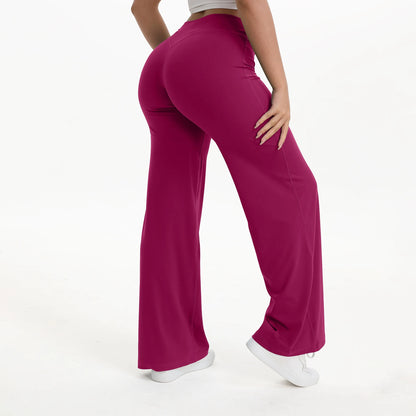 Women’s Straight Leg Yoga Pants – Mid Waist Loose Fit Pilates & Running Trousers