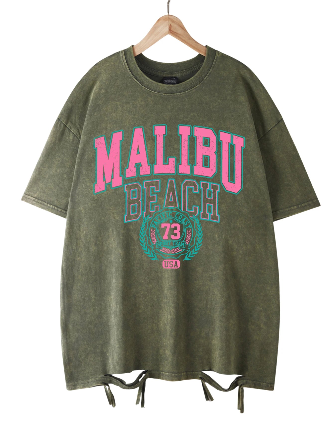 Malibu Beach Vintage Washed T-Shirt – Oversized Coastal Streetwear Tee
