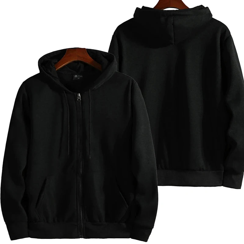 Men’s Classic Zip-Up Hoodie – Retro Minimalist Streetwear Jacket