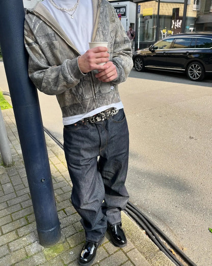 Oversized Camouflage Zip-Up Hoodie – Y2K Hunter Streetwear Jacket