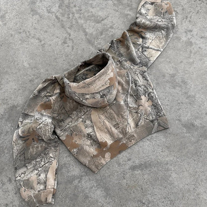 Oversized Camouflage Zip-Up Hoodie – Y2K Hunter Streetwear Jacket