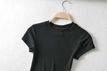 Women’s Sculpted Crop T-Shirt – Minimal Slim Fit Stretch Tee