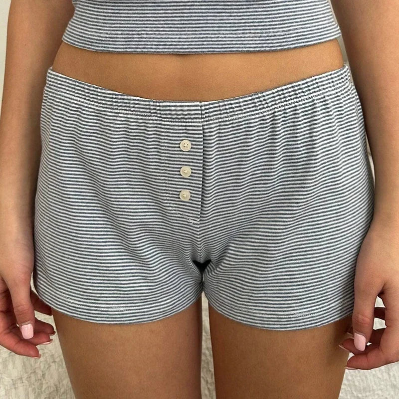 Y2K Low Waist Boxer Pajama Shorts – Vintage Cute Lounge Sleep Shorts